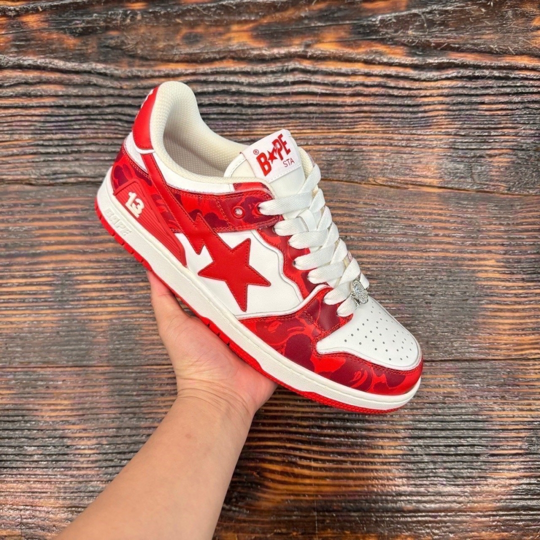 cs3245 - Bape Sta SK8 Low Top White Red DS FB - 9