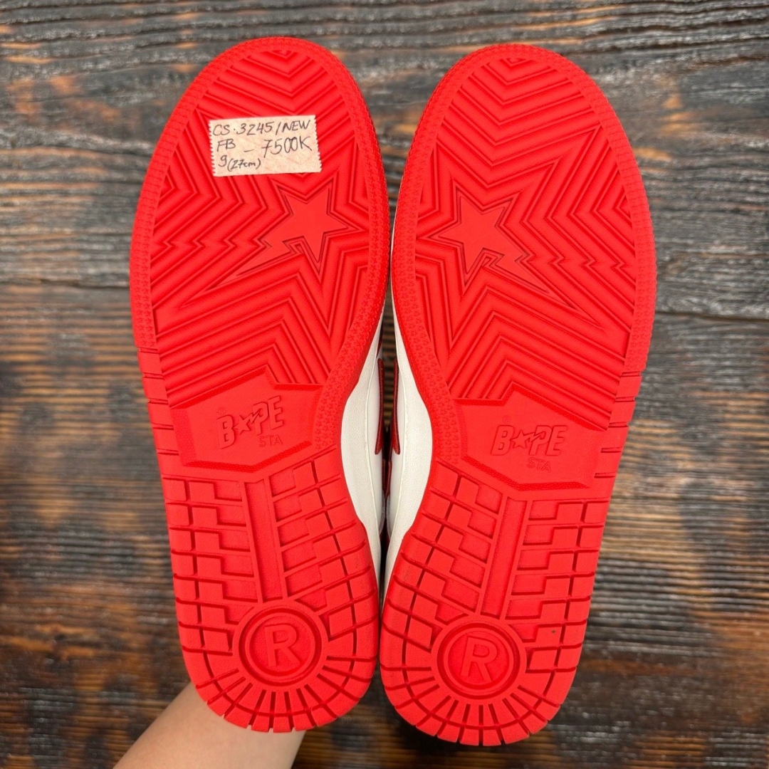 cs3245 - Bape Sta SK8 Low Top White Red DS FB - 9