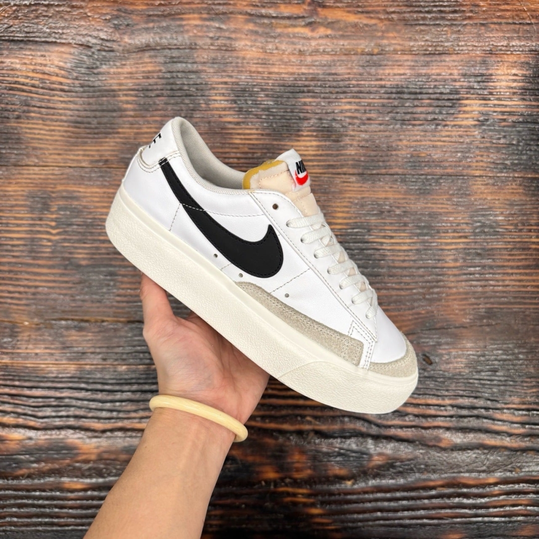 CS4264 - NIKE BLAZER FLATFORM WHITE BLACK - 38
